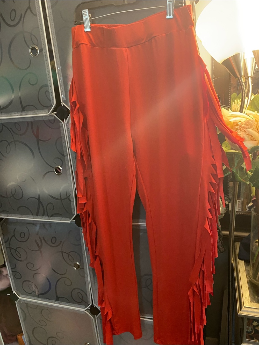 NWOT, Women's Red Fringe Comfortable Eye Catching Pants
